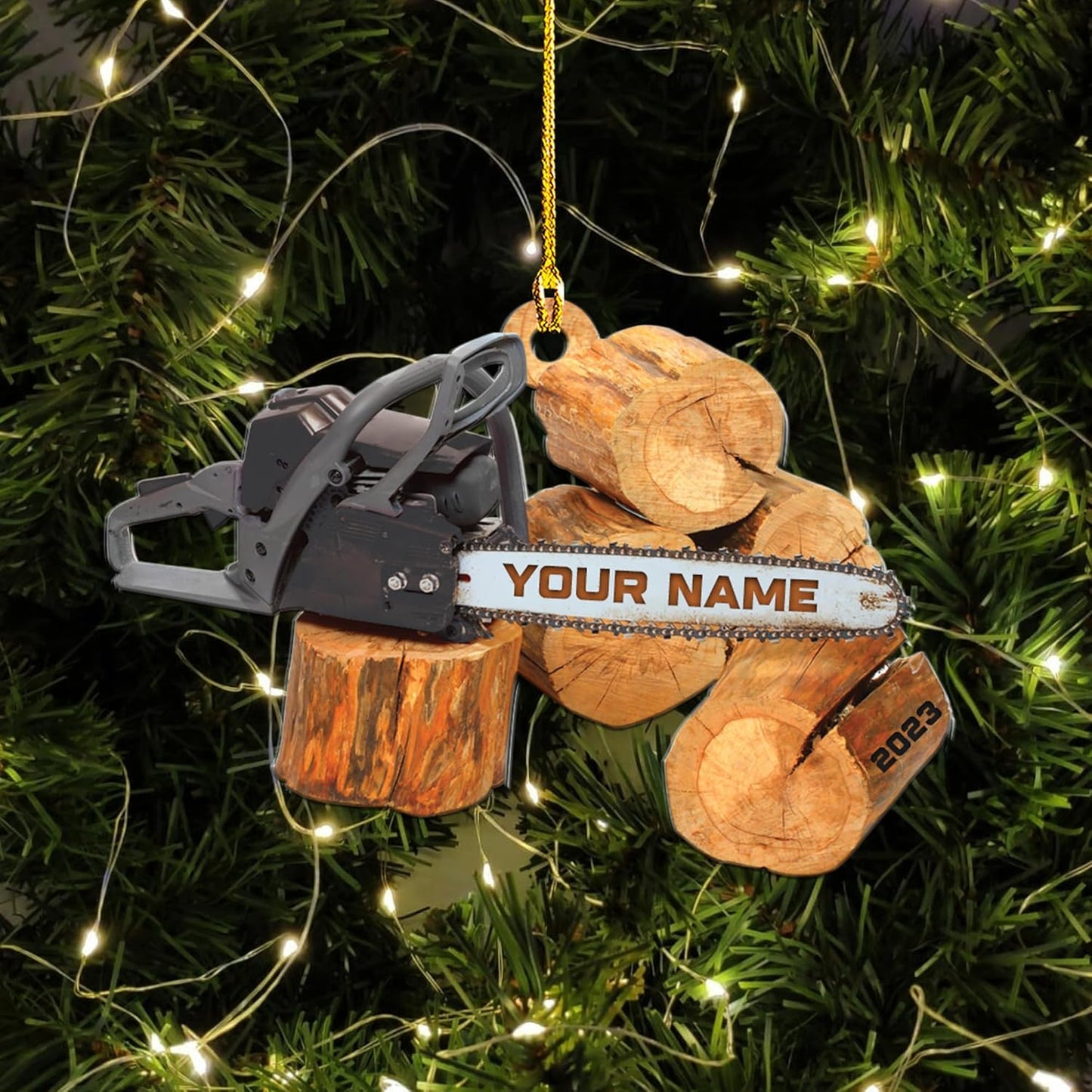 Personalized Chainsaw Ornament – Carpenter Lumberjack Christmas Ornament H6