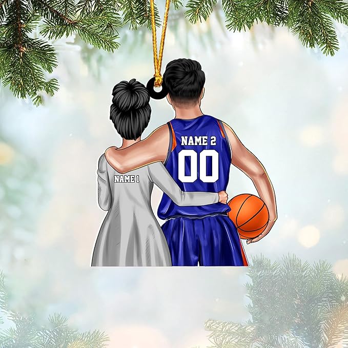 Personalized Basketball Christmas Ornament – Custom Name Acrylic Ornament, Sports Holiday Decoration, Basketball Player Gift N30