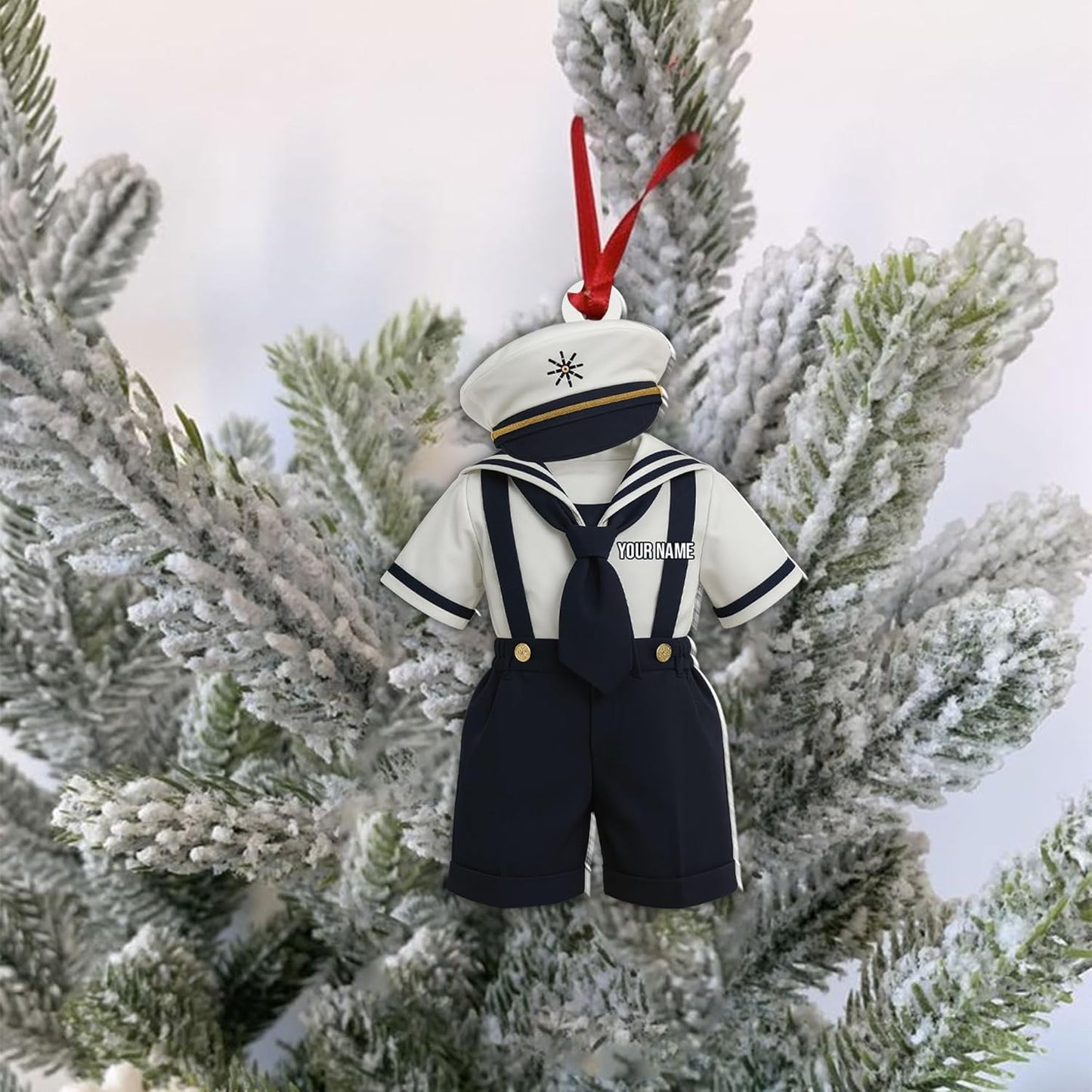 Personalized Sailor Ornament – Custom Captain Sailor Acrylic Ornament, Unique Sailing Glass Keepsake, Navy Captain Holiday Gift for Sailors TS19