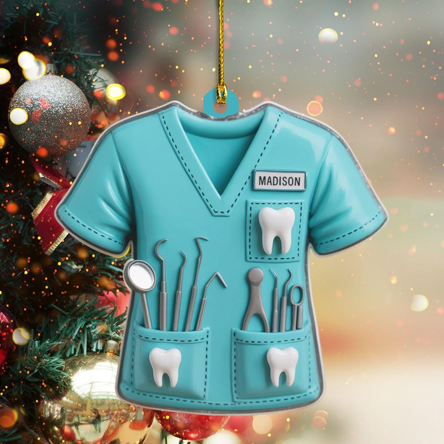 Personalized Dentist Uniform Christmas Ornament