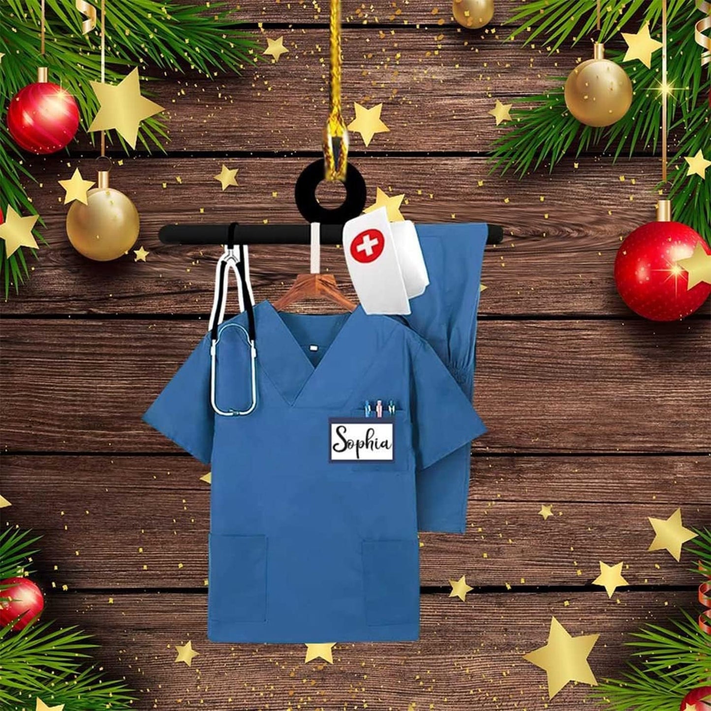 Custom Nurse Uniform Ornament - Nurse Christmas Ornament Design 16