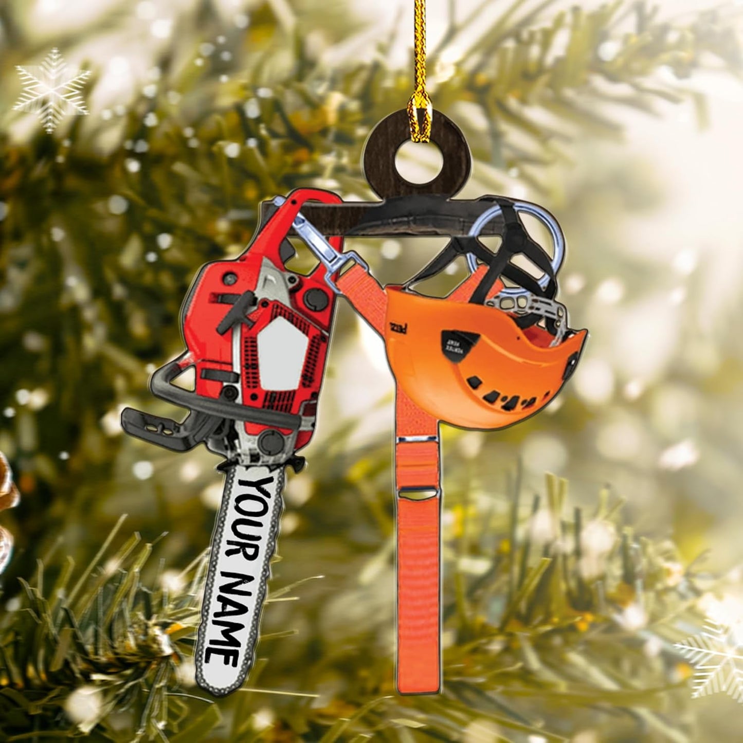 Personalized Chainsaw Ornament – Carpenter Lumberjack Christmas Ornament H5