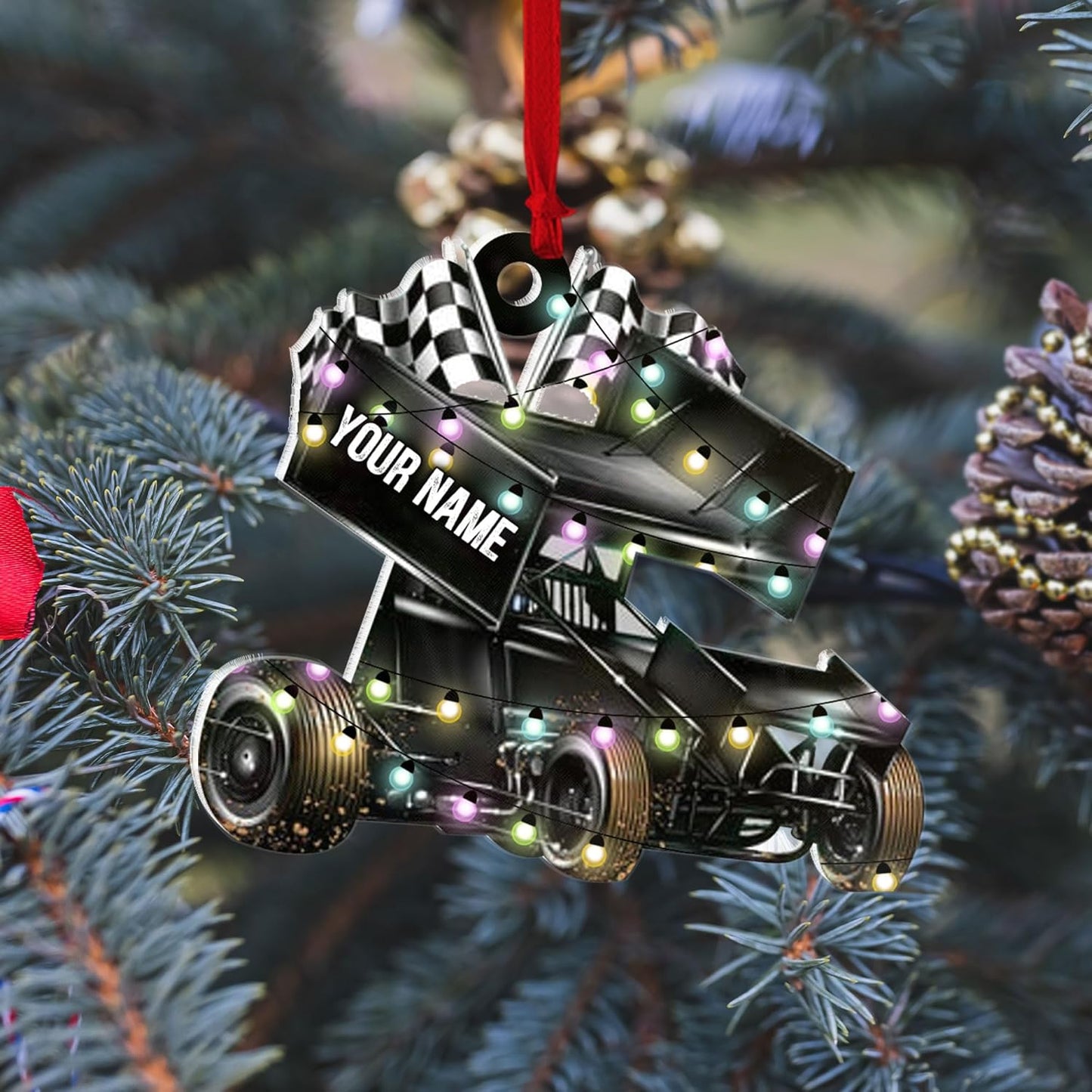 Personalized Hot Rod Ornament – Custom Engine Acrylic Christmas Ornament, Automotive Gift for Mechanics and Drivers TDR14