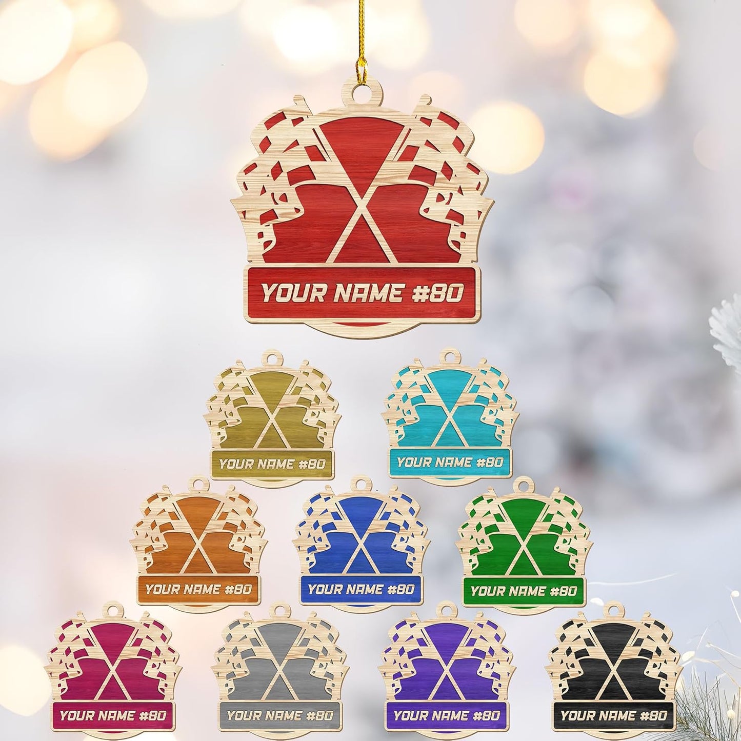 Personalized Racing Car Wood Ornament – Custom Name Race Car Christmas Decoration, Car Lover Gift TR13