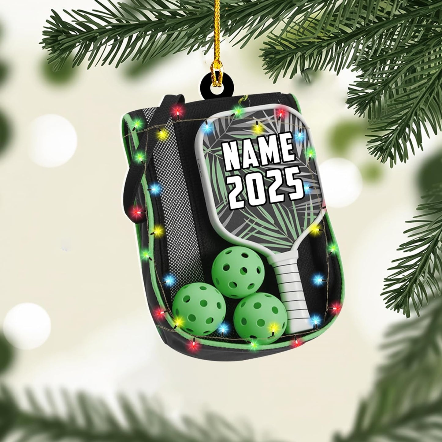 Custom Name and Year Pickleball Bag Ornament – Pickleball Christmas Ornament 4