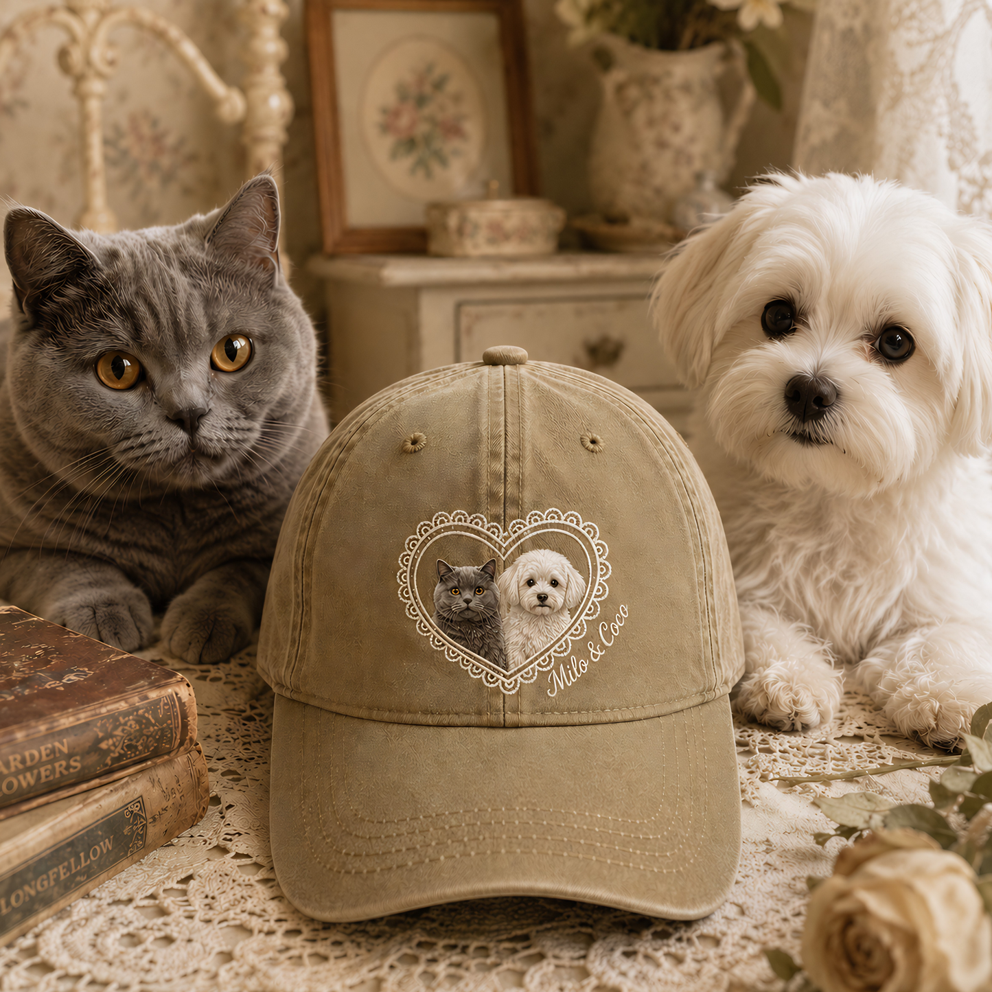 Custom Pet Photo Embroidered Hat, Personalized Dog Face Baseball Cap, Dog Mom Gift THUC99