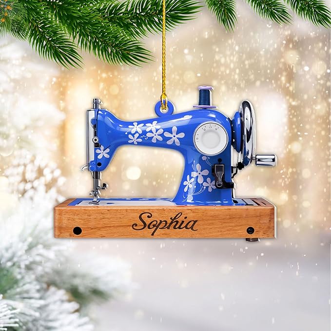 Personalized Sewing Machine Ornament - Custom Christmas Gift for Sewing Lovers LL15