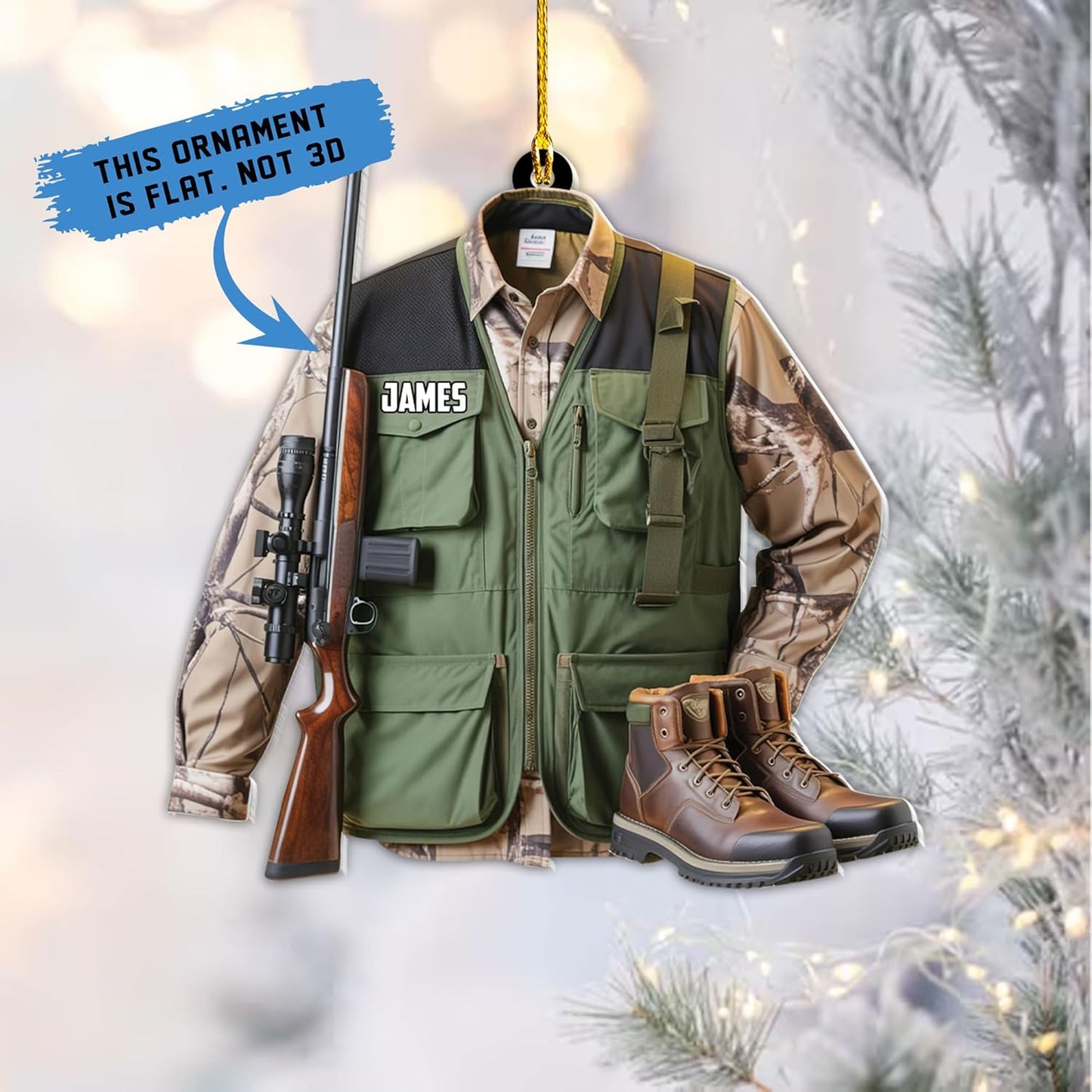 Personalized Hunting Ornament, Hunter Christmas Acrylic Ornament 2025 T04