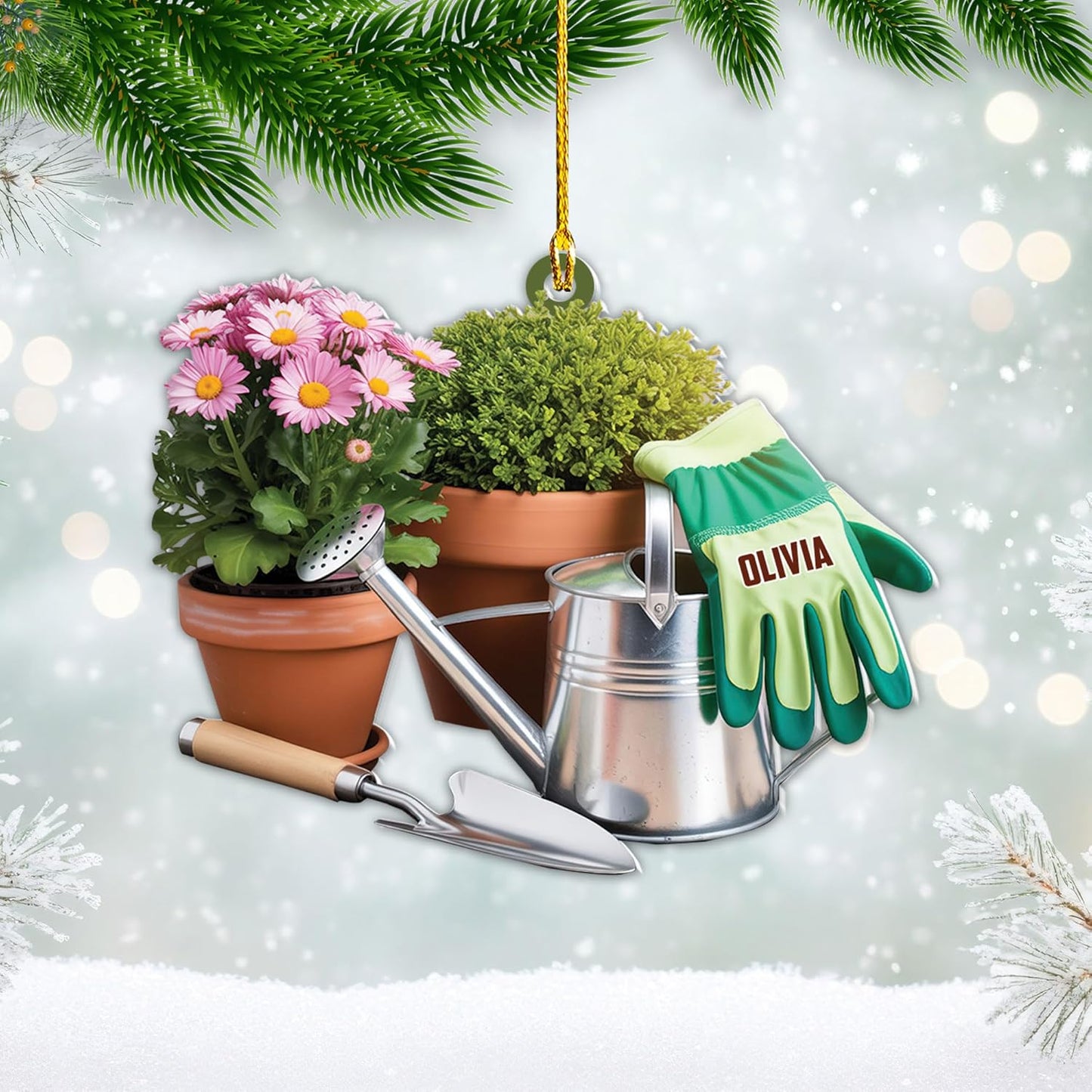 Custom Name Garden Equipment Ornament | Gardener Christmas Tree Decor Gift for Plant & Nature Lovers TG72