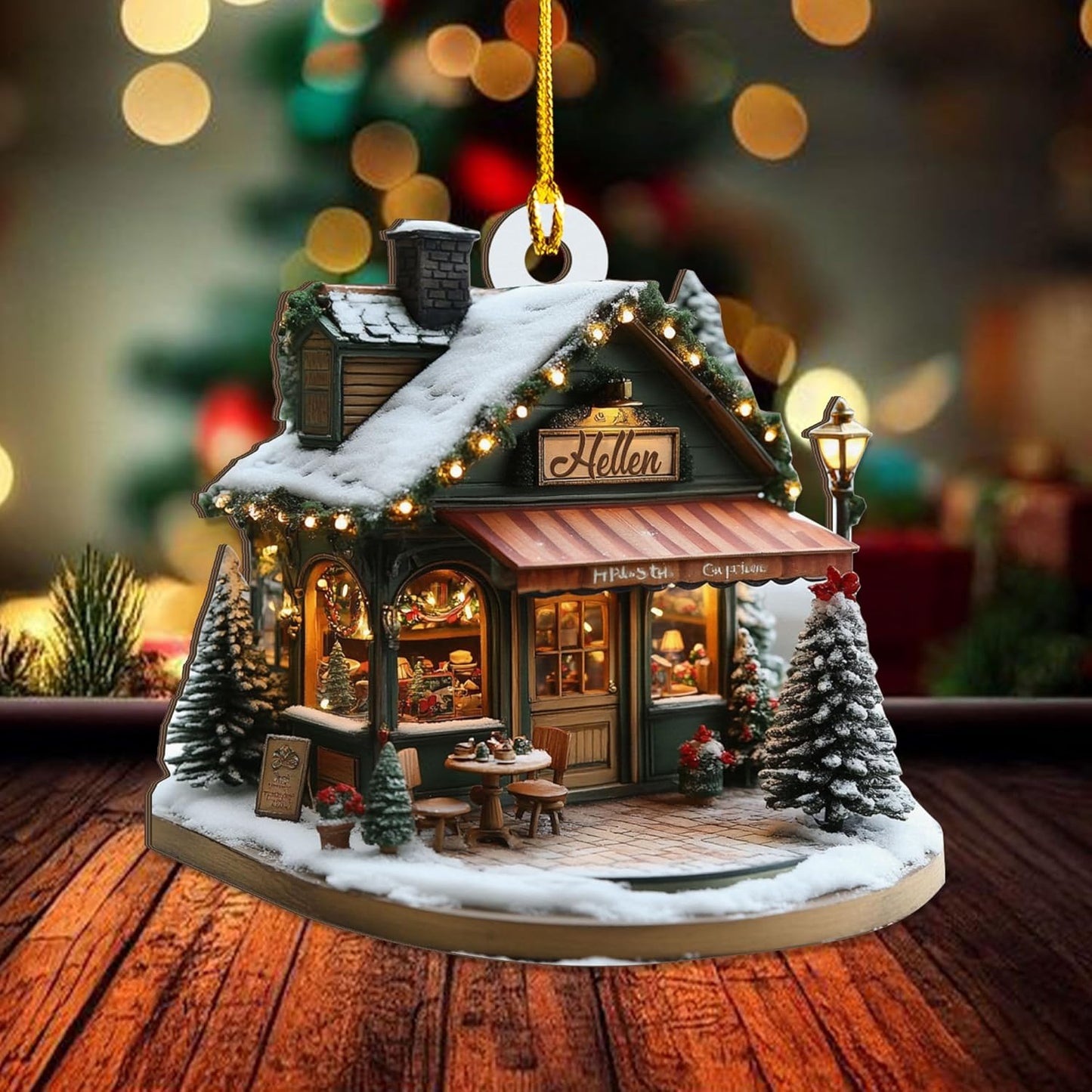 Personalized Coffee House Ornament – Unique Holiday Keepsake for Coffee Lover TC18