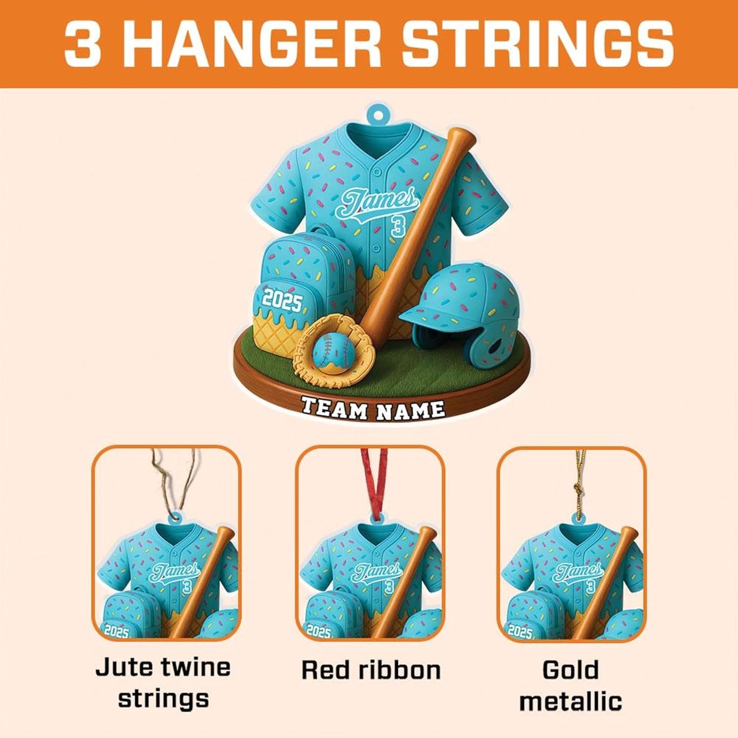 Personalized Baseball Christmas Ornament – Custom Name Acrylic Ornament, Sports Holiday Decoration, Baseball Player Gift TH26