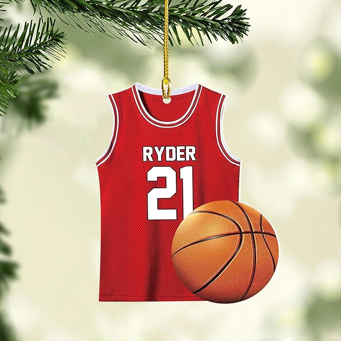 Personalized Basketball Christmas Ornament – Custom Name Acrylic Ornament, Sports Holiday Decoration, Basketball Player Gift N01