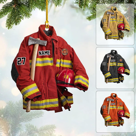 Personalized Firefighter Uniform Christmas Ornament Style 13