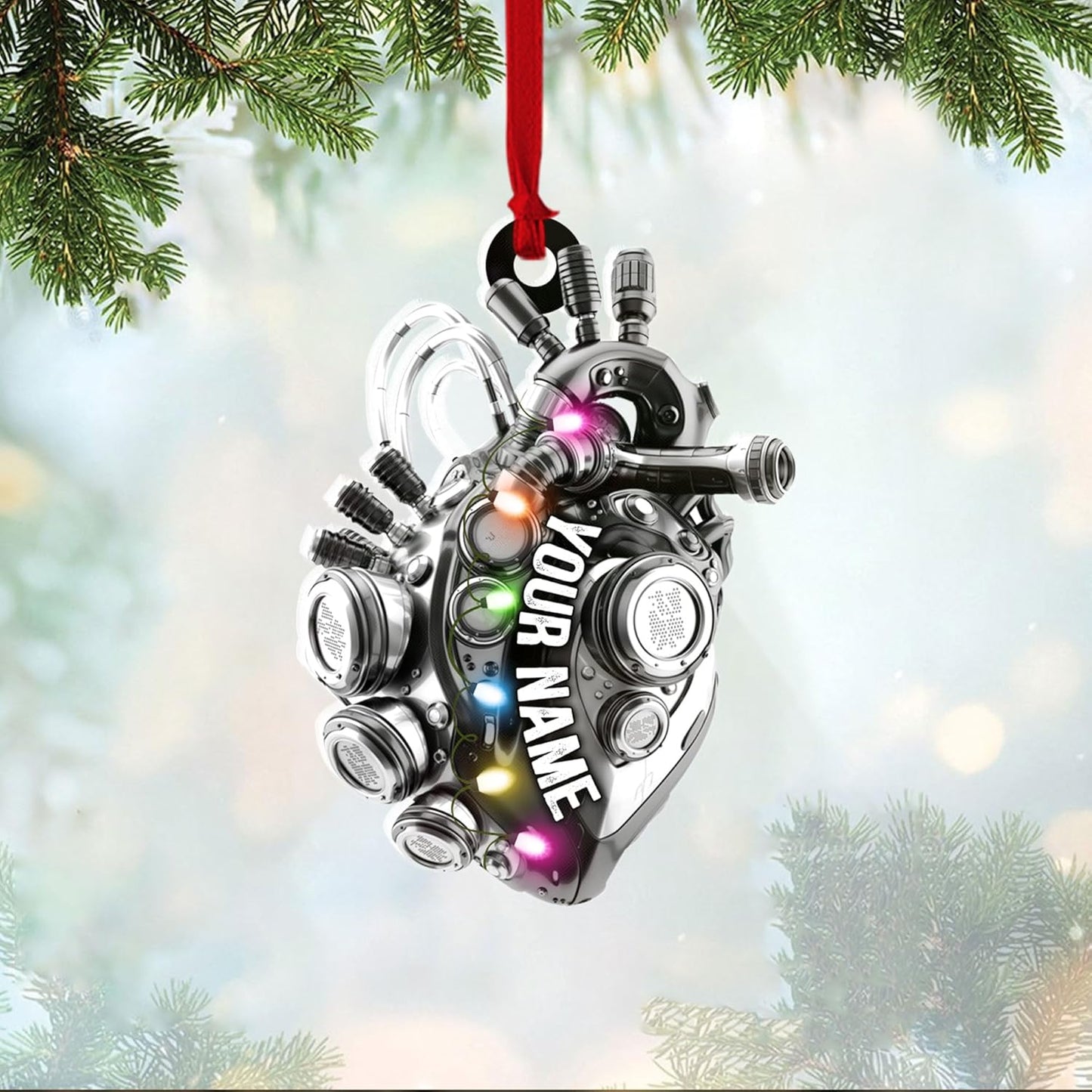 Custom Drag Racing Ornament – Personalized Hot Rod Engine Acrylic Christmas Decoration, Mechanic Gift for Car Lovers TDR10