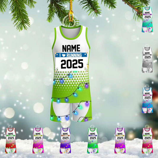 Custom Name Marathon Ornament – Personalized Acrylic Running Gift, Unique Sport Holiday Keepsake TM14