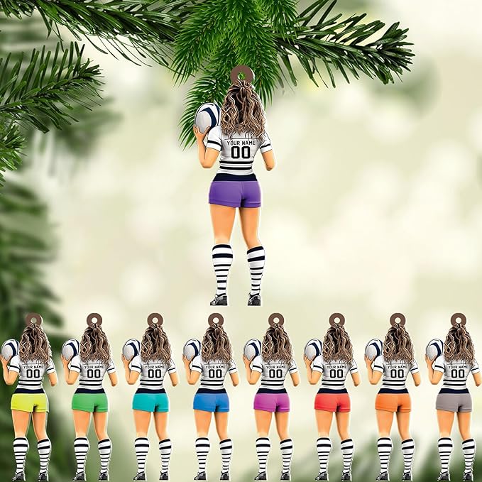 Personalized Rugby Player Christmas Gift for Sports Lovers - Rugby Ornament LL31