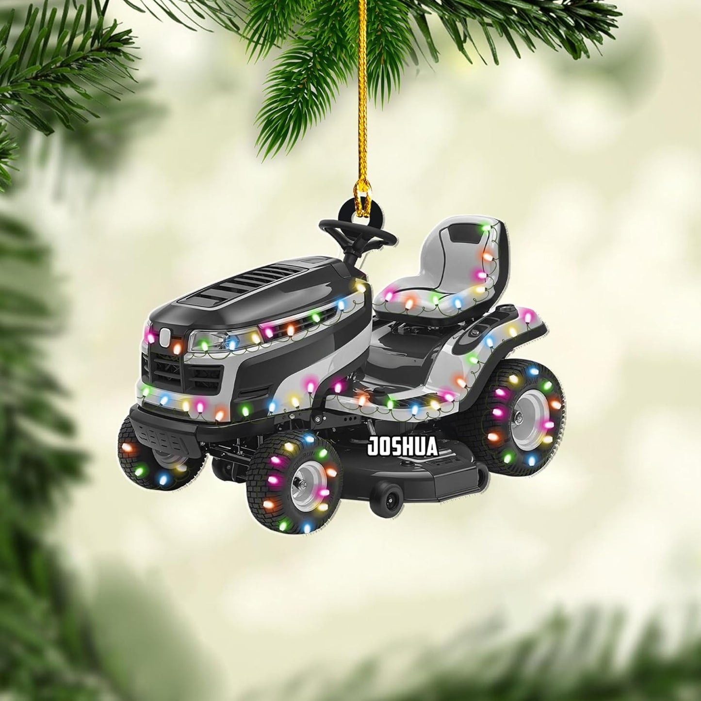 Personalized Lawn Mower Christmas Ornament | Custom Name Gardening Holiday Keepsake Gift for Gardeners & Lawn Care Workers TG64