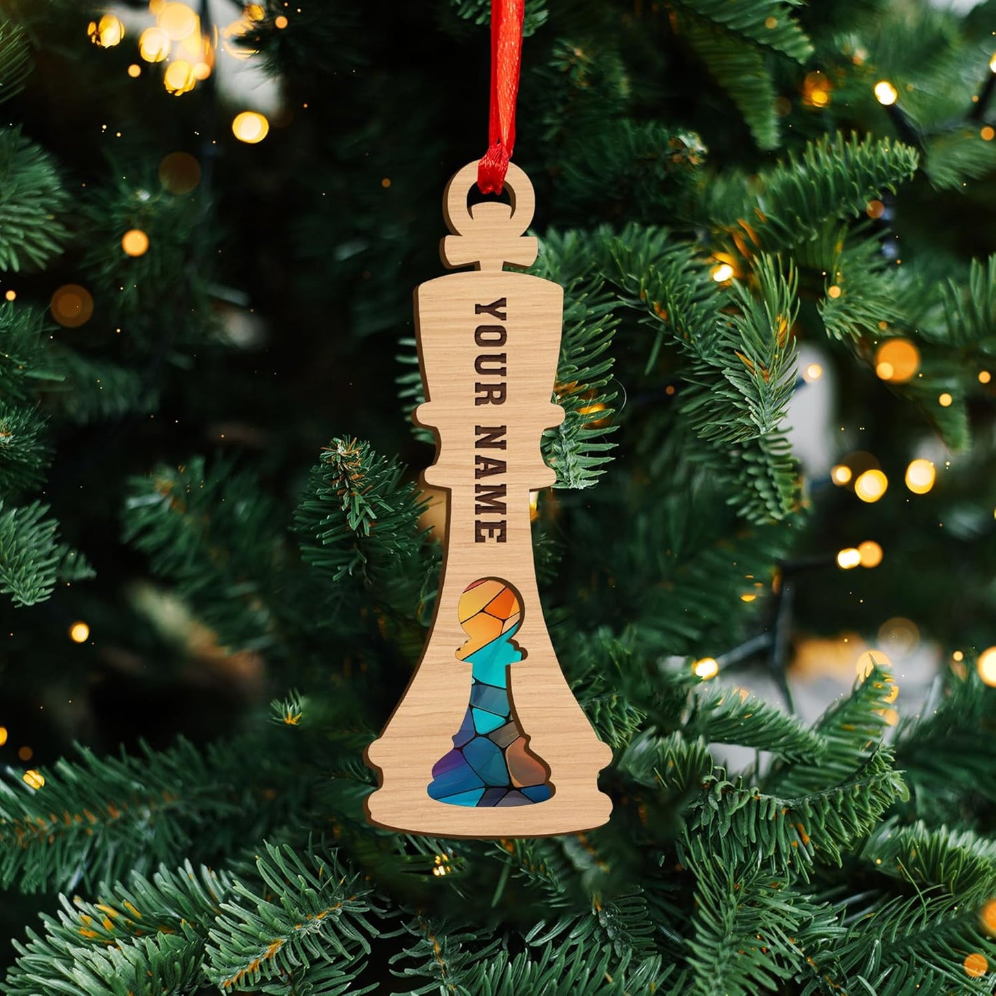 Personalized Name Chess Ornament Gift for Men Women Chess Team Player N06