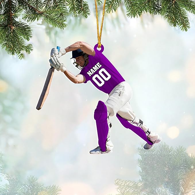 Personalized Cricket Christmas Ornament 2025, Custom Cricket Bat Ornament N26