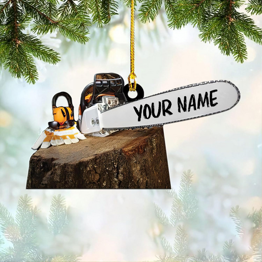 Personalized Chainsaw Ornament – Carpenter Lumberjack Christmas Ornament H4