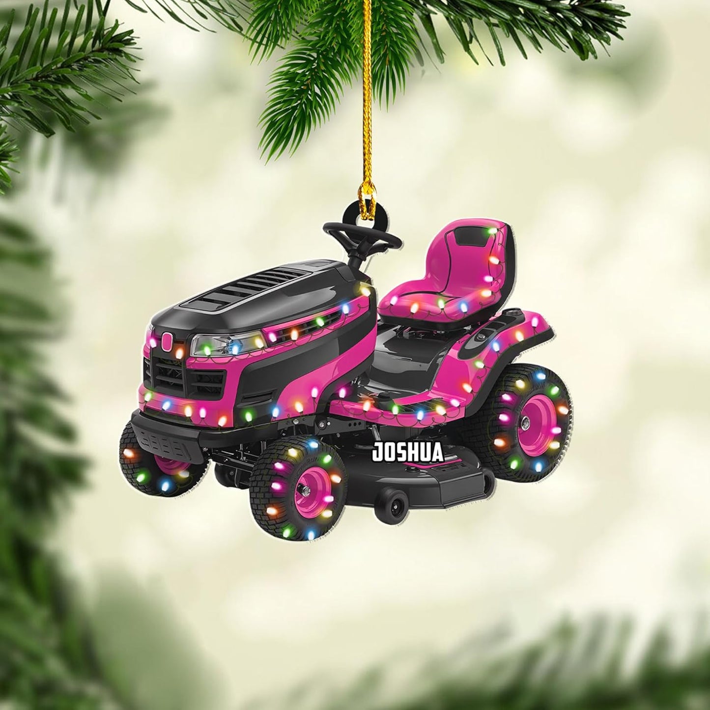 Personalized Lawn Mower Christmas Ornament | Custom Name Gardening Holiday Keepsake Gift for Gardeners & Lawn Care Workers TG64