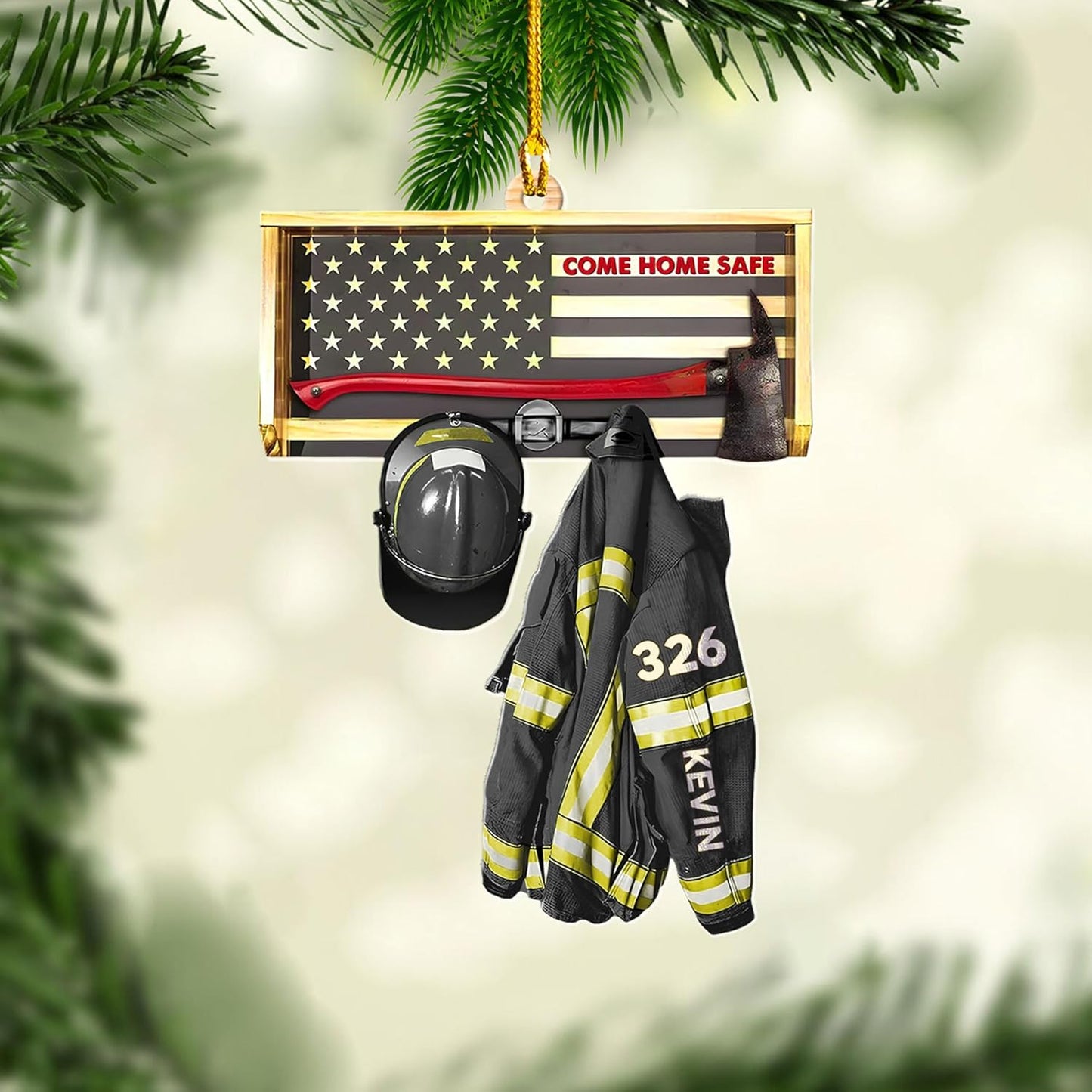 Personalized Firefighter Uniform Christmas Ornament Style 14
