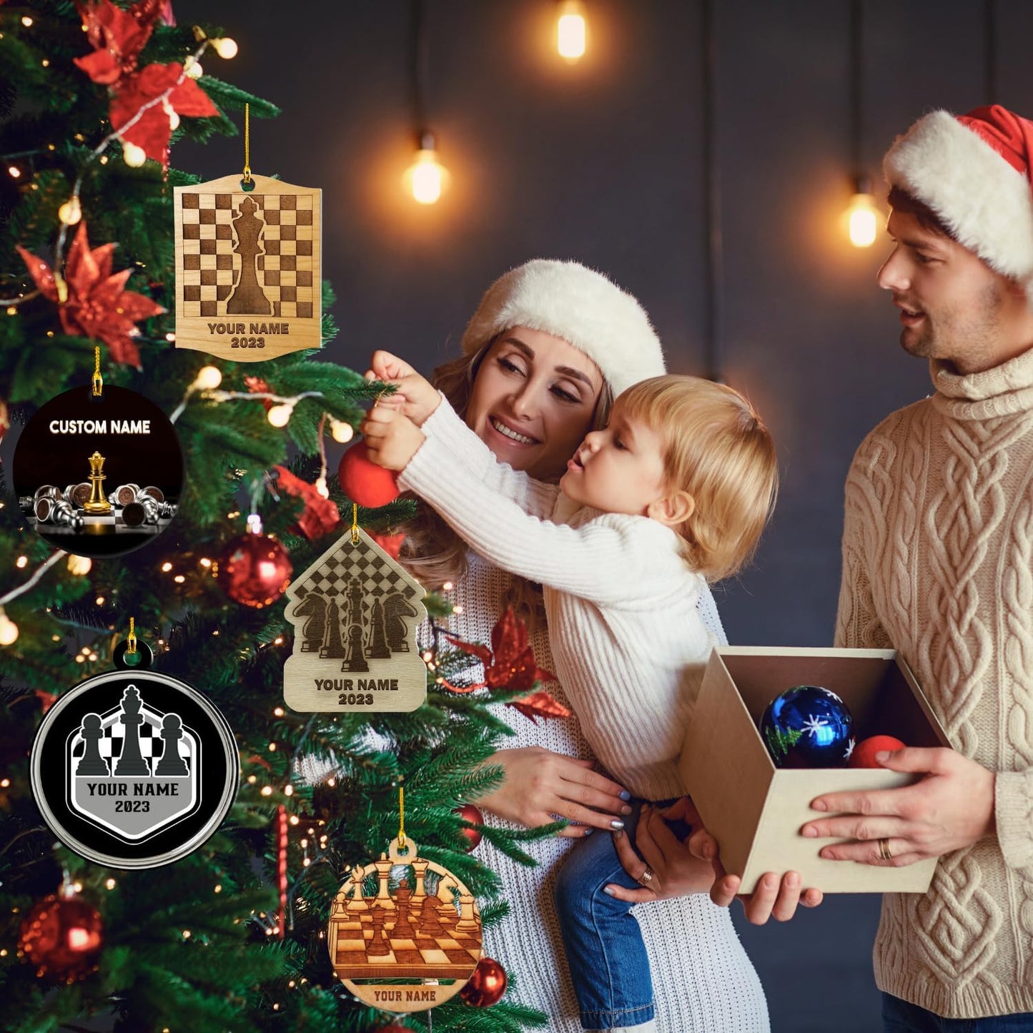 Personalized Name Chess Ornament Gift for Men Women Chess Team Player N09