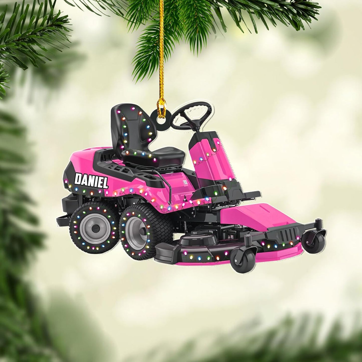 Personalized Lawn Mower Christmas Ornament | Custom Name Gardening Holiday Keepsake Gift for Gardeners & Lawn Care Workers TG62