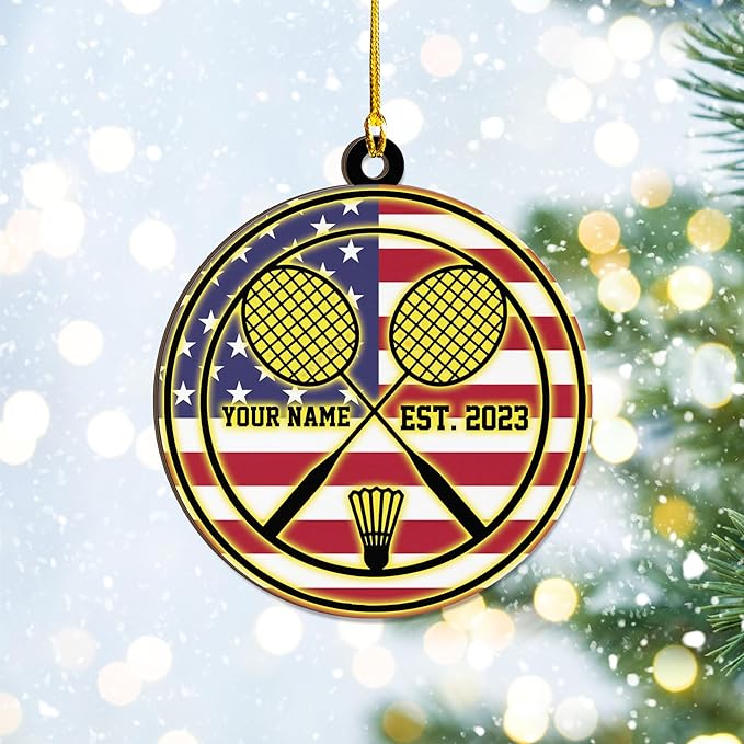 Personalized Badminton Ornament, Custom Christmas Gift for Players, Sports Lovers LL4