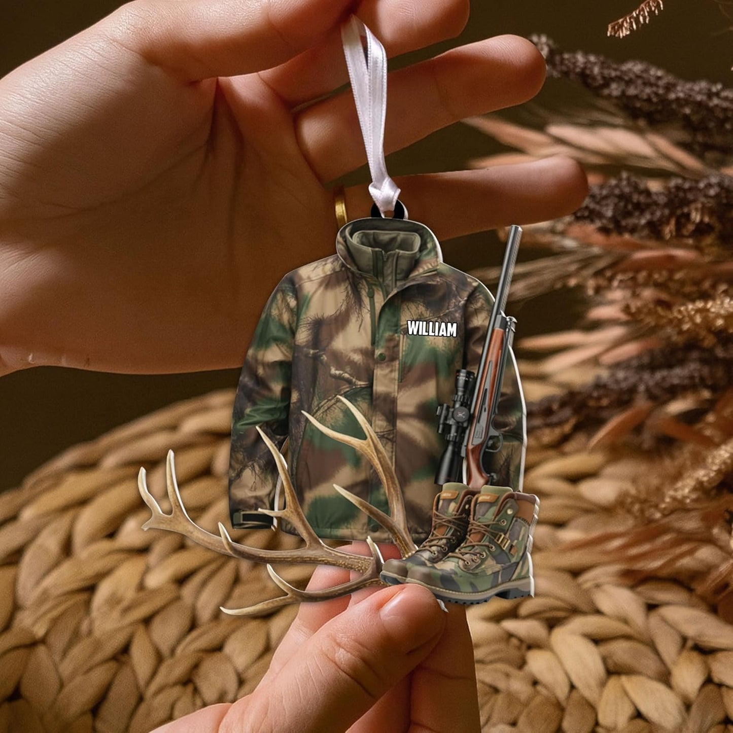 Personalized Hunting Ornament, Hunter Christmas Acrylic Ornament 2025 T10