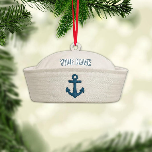 Personalized Sailor Ornament – Custom Captain Sailor Acrylic Ornament, Unique Sailing Glass Keepsake, Navy Captain Holiday Gift for Sailors TS11