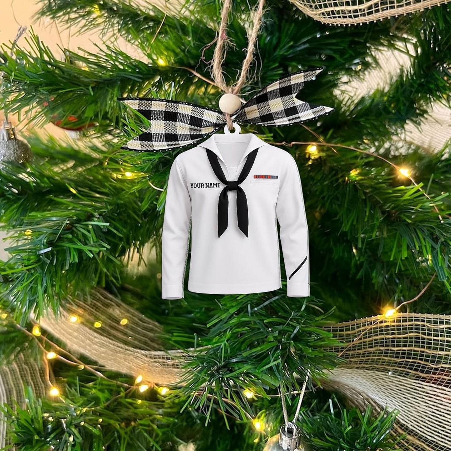 Personalized Sailor Ornament – Custom Captain Sailor Acrylic Ornament, Unique Sailing Glass Keepsake, Navy Captain Holiday Gift for Sailors TS12