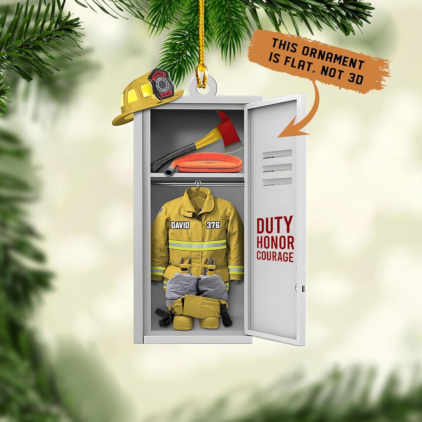 Personalized Firefighter Locker Christmas Ornament Style 2