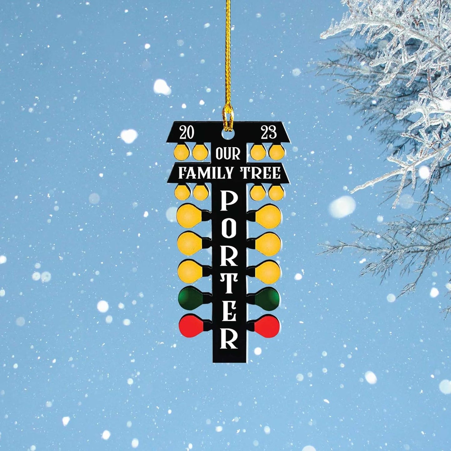 Personalized Racing Car Ornament – Custom Acrylic Drag Racing Christmas Decoration, Gift for Car Lovers and Drivers TR30