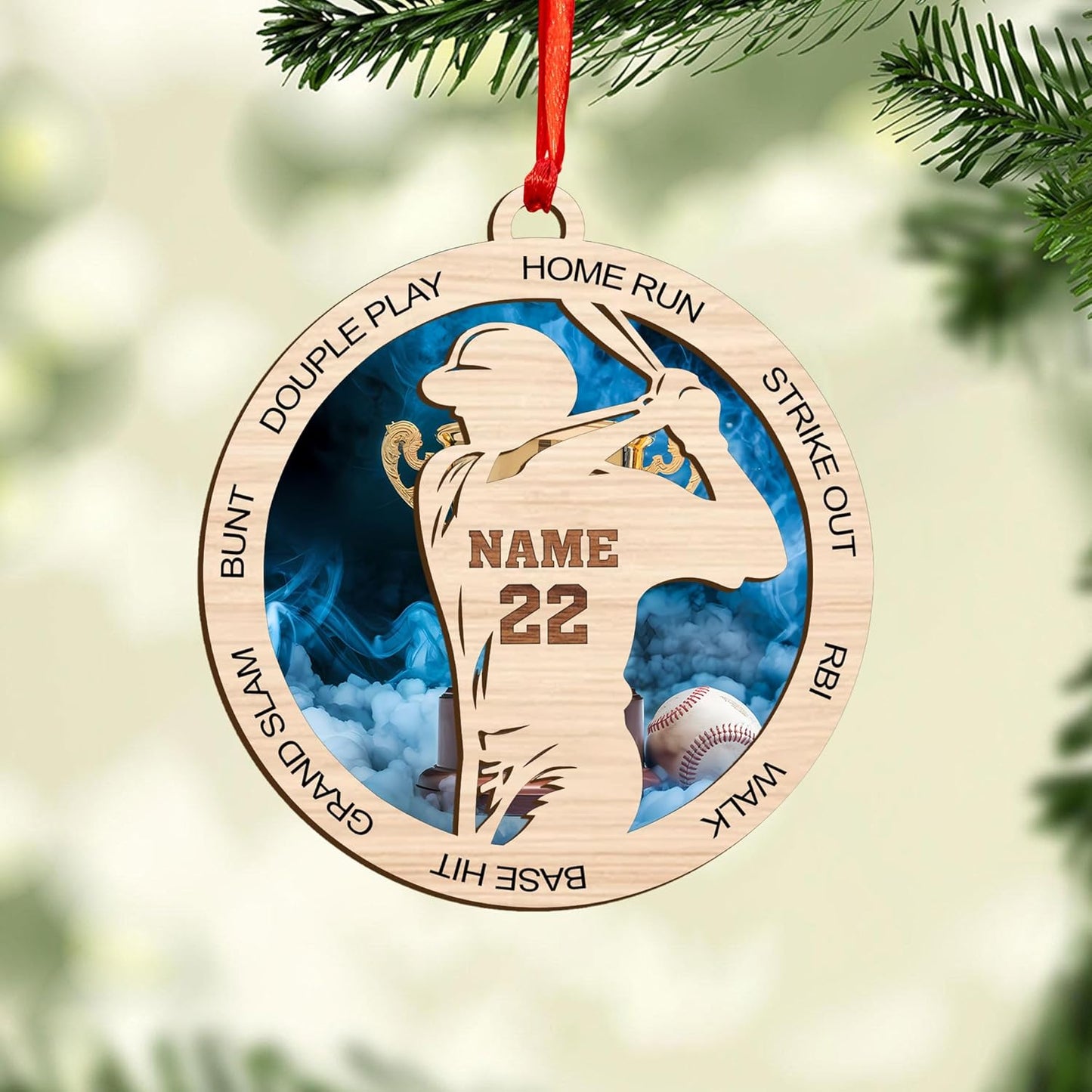 Personalized Softball Ornament – Custom Sports Christmas Tree C16