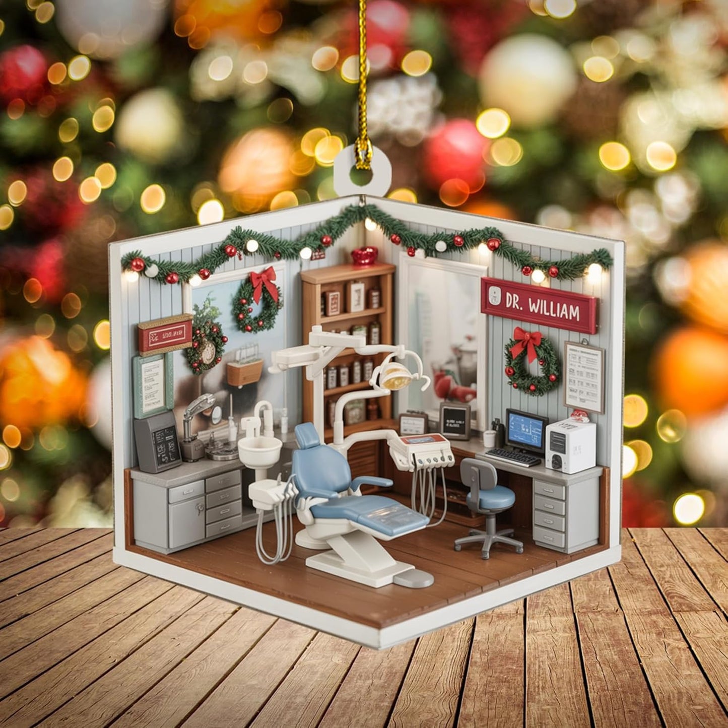 Custom Dentist Office Christmas Ornament Style 3