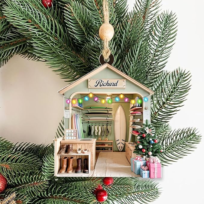 Custom Surfboard Christmas Ornament - Surfing Tree Decoration Gift for Surfers LL21