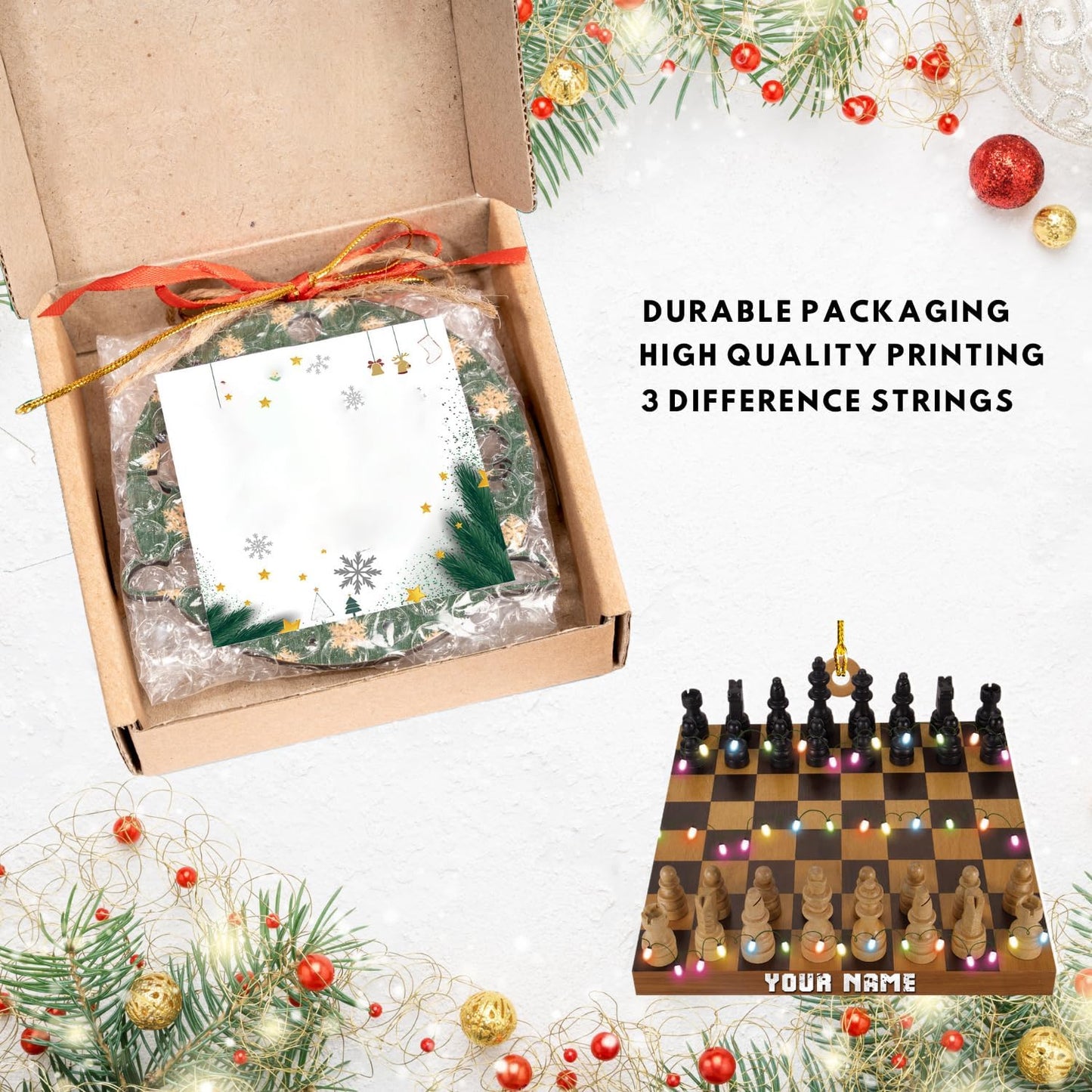 Personalized Name Chess Ornament Gift for Men Women Chess Team Player N03