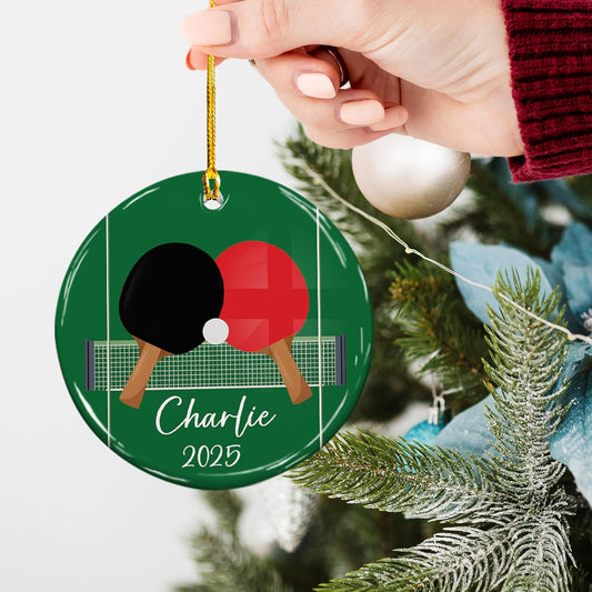 Custom Ping Pong Christmas Ceramic Ornament – Personalized Ceramic Table Tennis Gift, Sport Holiday Tree Decoration, Unique Ping Pong Player Keepsake TT23
