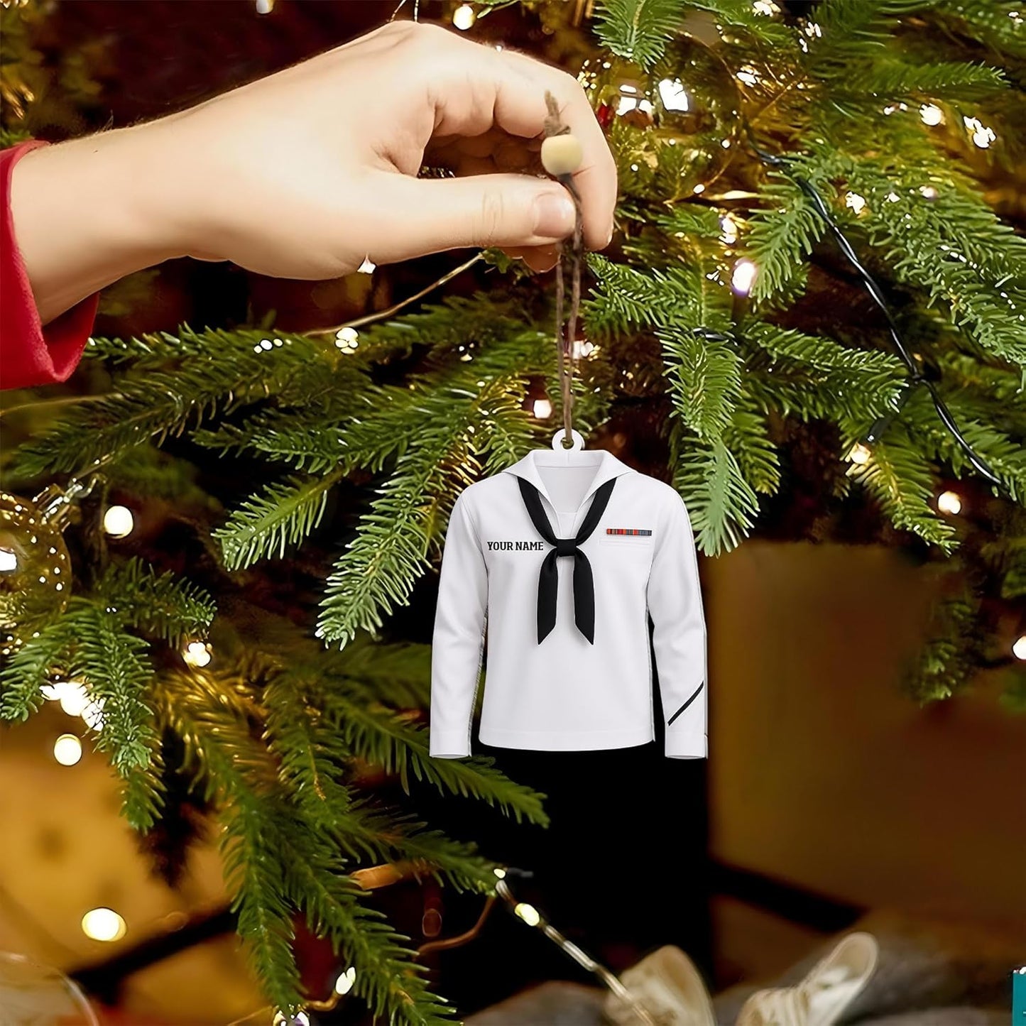 Personalized Sailor Ornament – Custom Captain Sailor Acrylic Ornament, Unique Sailing Glass Keepsake, Navy Captain Holiday Gift for Sailors TS12