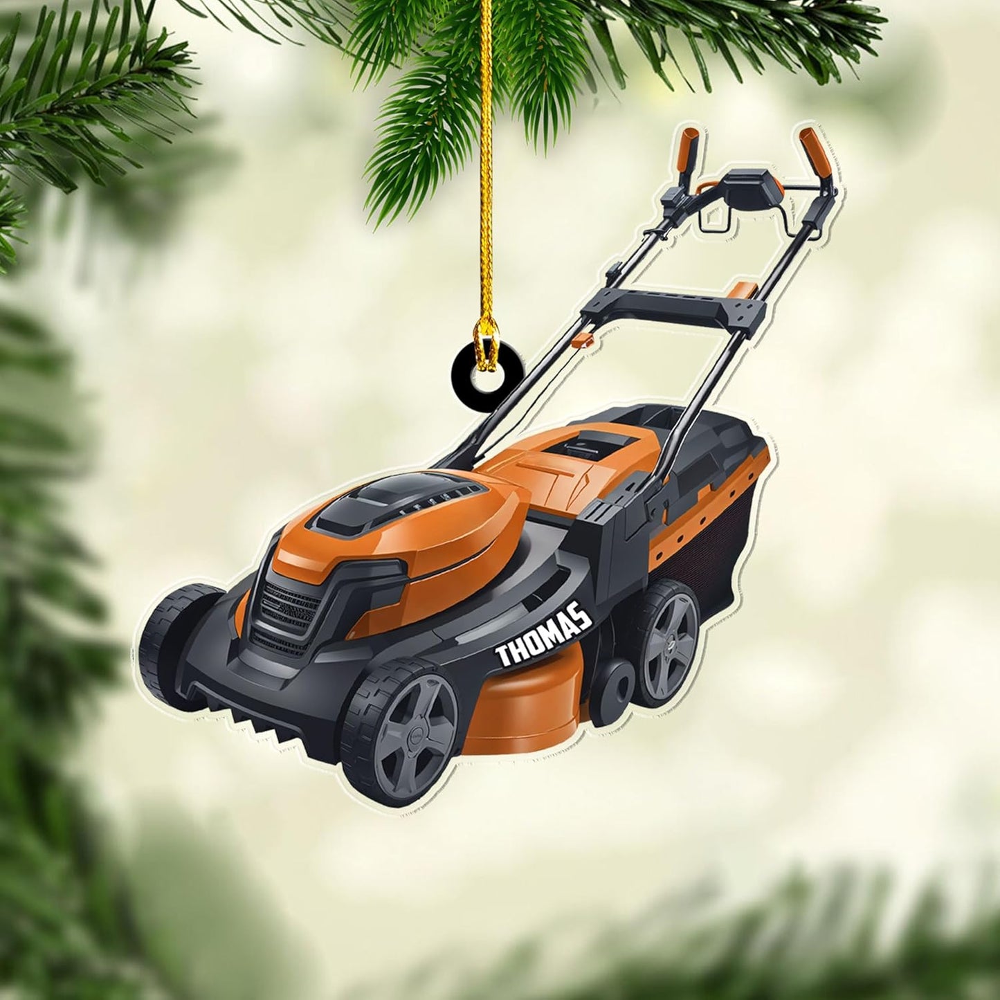 Personalized Lawn Mower Christmas Ornament | Custom Name Gardening Holiday Keepsake Gift for Gardeners & Lawn Care Workers TG61