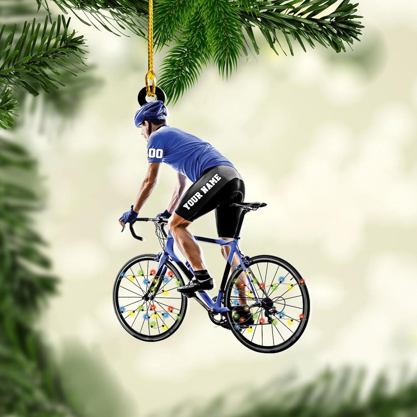 Custom Name Mountain Biking Ornament – Personalized Acrylic Cycling Christmas Gift, Sport Holiday Keepsake TB18