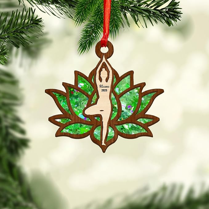 Personalized Yoga Lovers Ornament - Custom Yoga Christmas Decoration Gift LL5