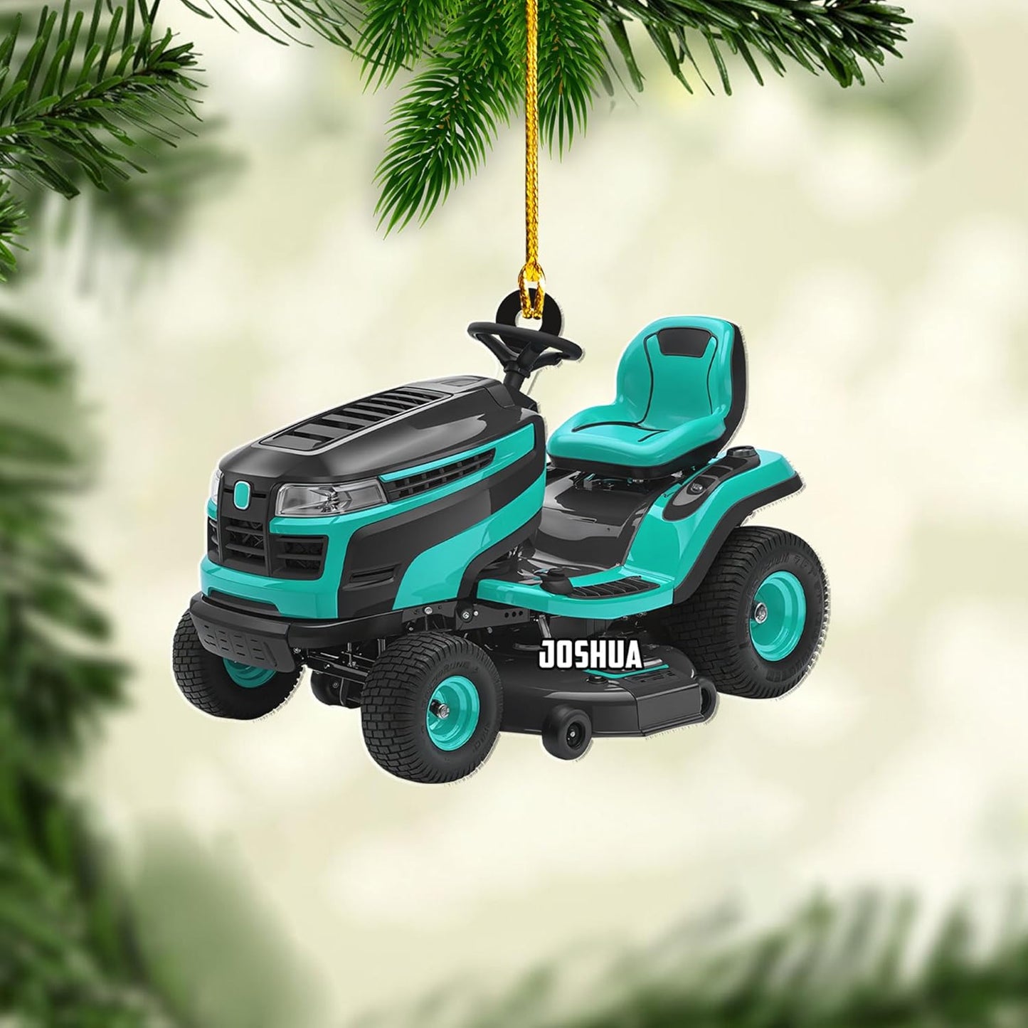 Personalized Lawn Mower Christmas Ornament | Custom Name Gardening Holiday Keepsake Gift for Gardeners & Lawn Care Workers TG64