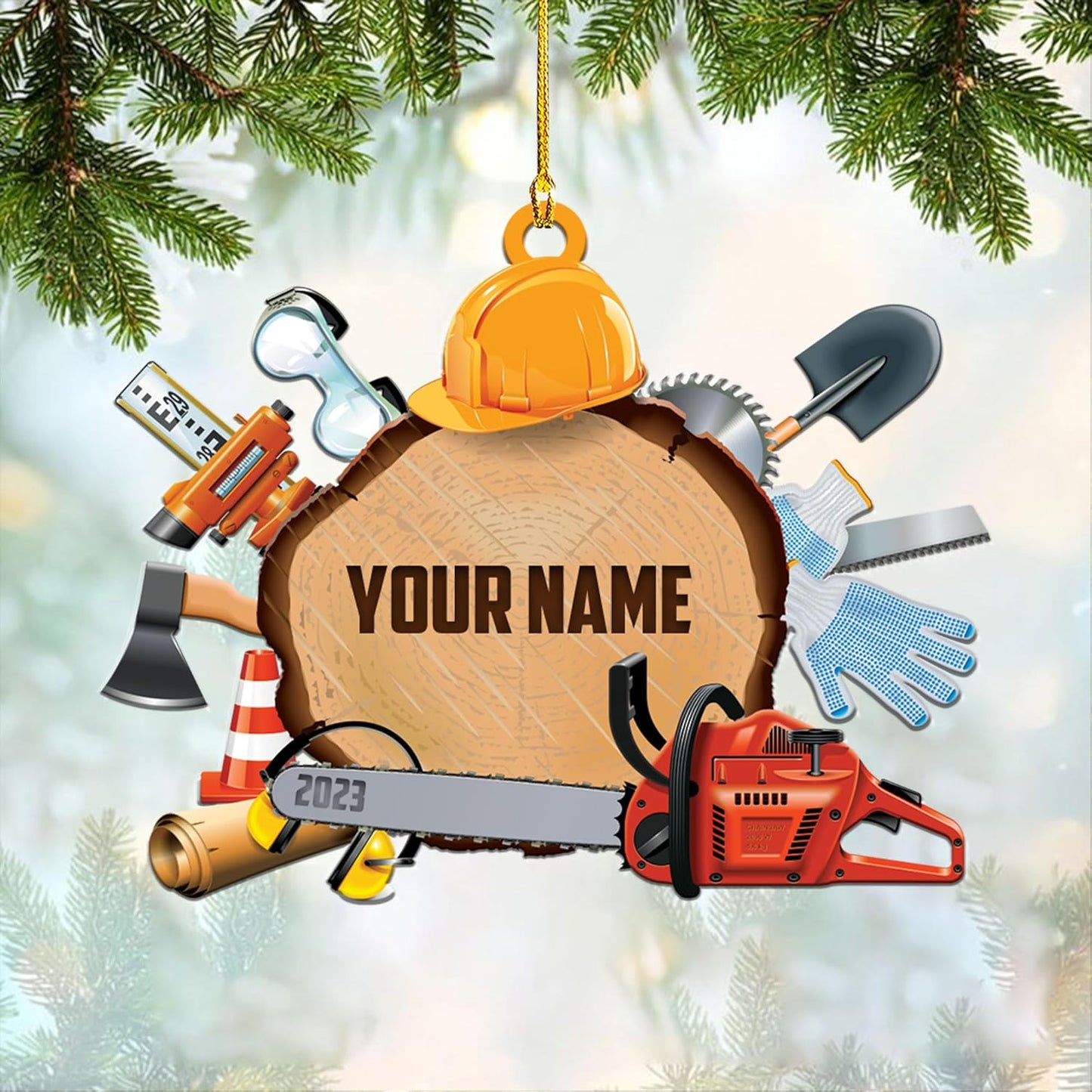 Personalized Carpenter Ornament – Woodworking Lumberjack Gift Ornament Style 68