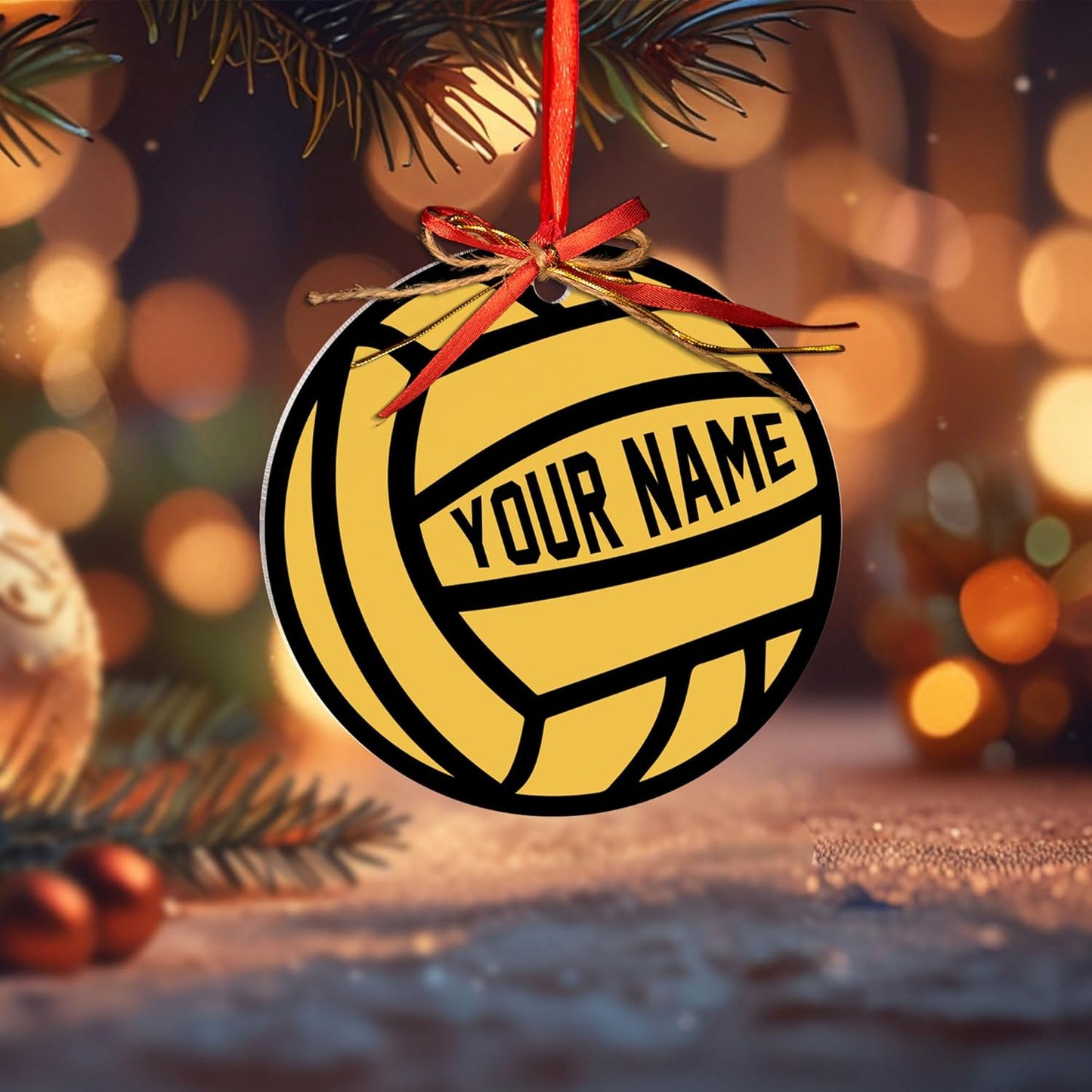 Custom Name Water Polo Ball Christmas Ornament – Personalized Water Polo Ball Ornament, Sport Holiday Tree Decoration, Gift for Water Polo Players TW2