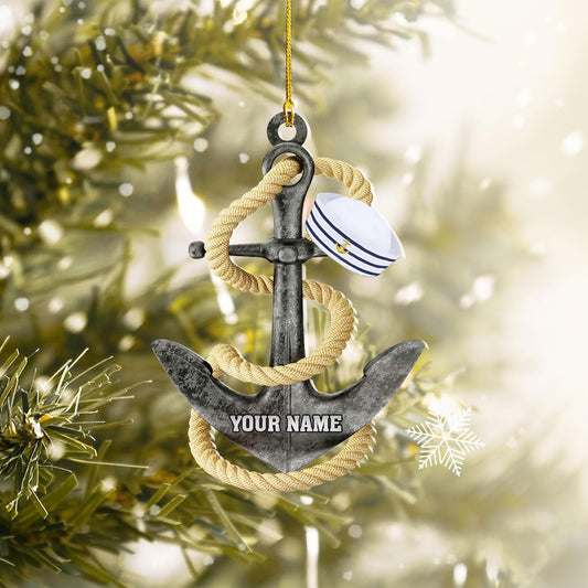 Custom Name Sailor Ornament – Personalized Captain Acrylic Sailing Ornament, Nautical Christmas Tree Decoration for Navy Lovers TS35