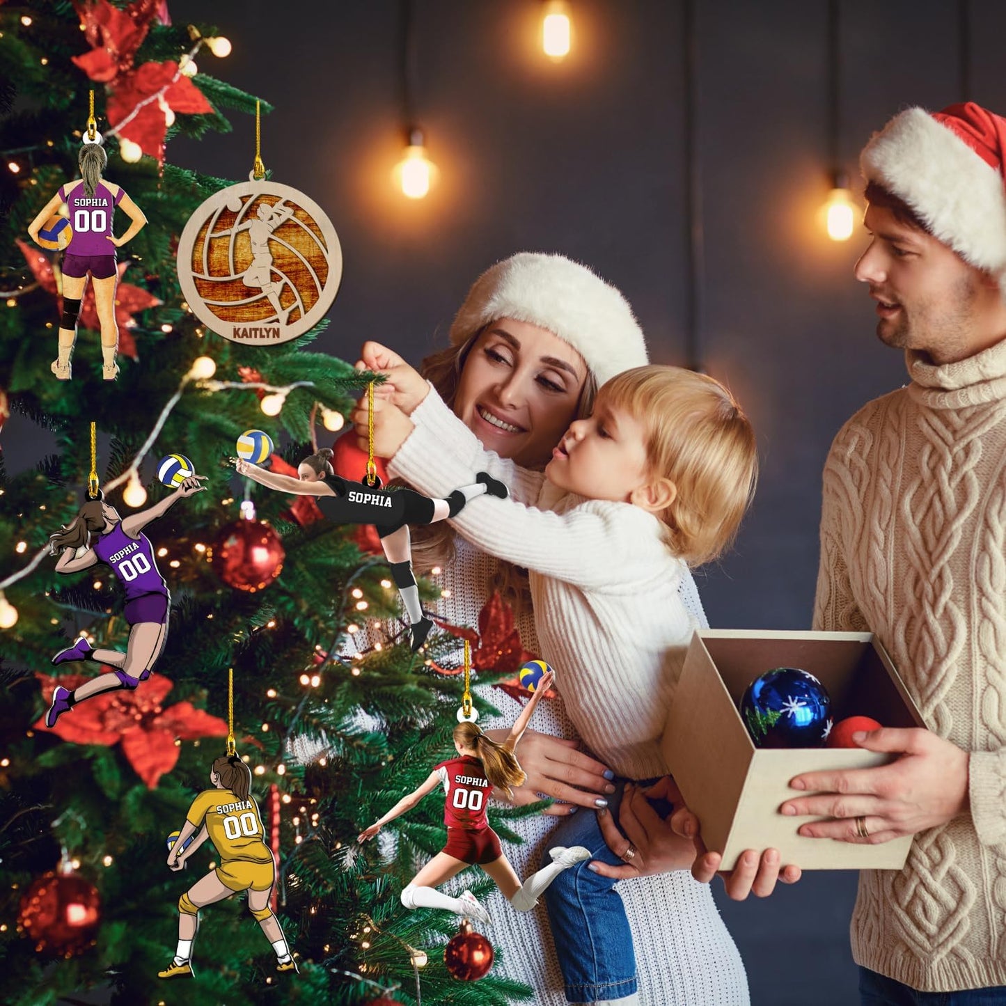 Personalized Volleyball Christmas Ornament – Custom Name Acrylic Ornament, Team Sports Holiday Decor, Volleyball Player Gift, Custom Xmas Keepsake TV3