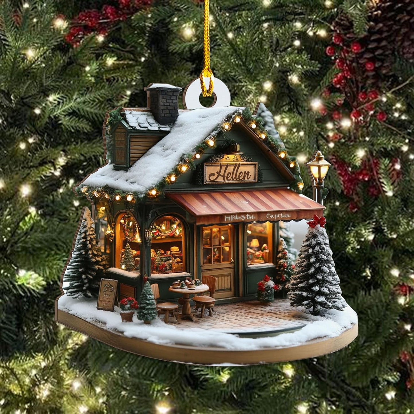 Personalized Coffee House Ornament – Unique Holiday Keepsake for Coffee Lover TC18