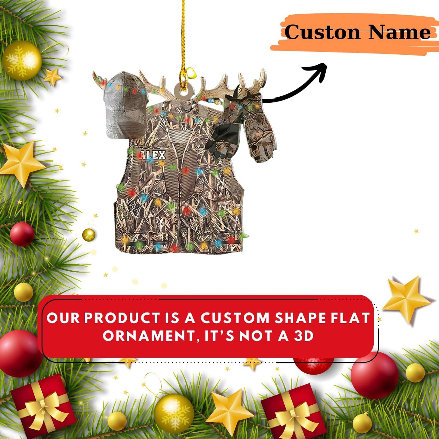 Personalized Hunting Ornament, Hunter Christmas Acrylic Ornament 2025 T27